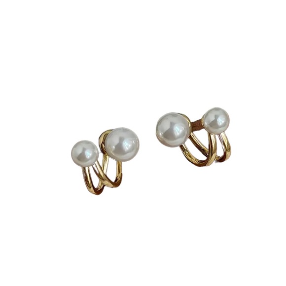 Gold Pearl Sophisticated Drop Style Earrings - Picture 2 of 6